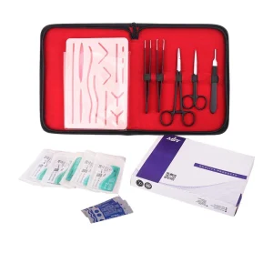 MJW Surgical Black Suture Practice Kit with 14-Wound Silicone Suture Pad