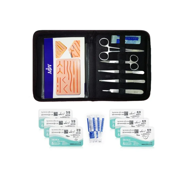 Silver Suture Practice Kit – 14-Wound Silicone Pad & Reusable Surgical Tools | MJW Surgical Training Kit for Medical Students in UK, Germany, Italy & France