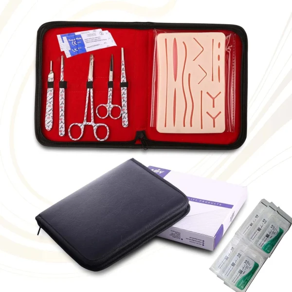 MJW Surgical 14 Wounds Silicone Suture Practice Pad & Surgical Tools White Suture Practice Kit