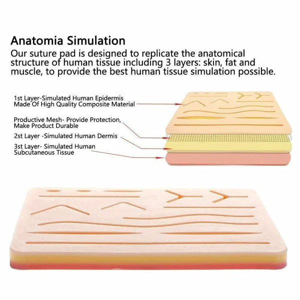 MJW Surgical 14 Wounds Silicone Suture Practice Pad White Suture Practice Kit