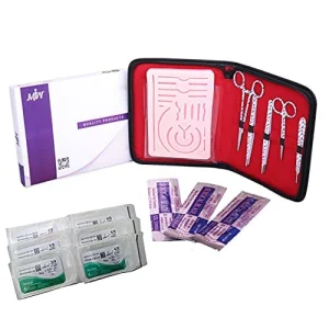 MJW Surgical 20 Wound White Suture Practice Kit with Silicone Pad & Reusable Surgical Tools Suturing Kit for Medical Students, Nurses & Trainees in the UK & Europe