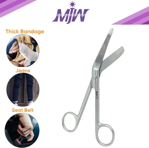 MJW Medical Instruments 5.5" Stainless Steel Medical Lister Bandage Scissor with Tensionrite Clip - Image 3