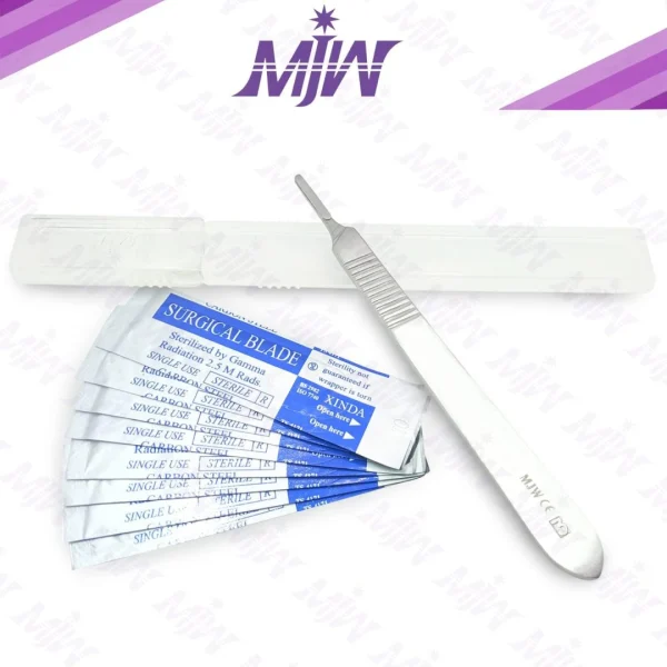MJW Surgical Stainless Steel Crafting Scalpel Handle No 3 & 10 Pcs Scalpel Blades No 10