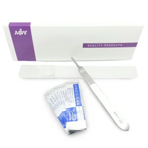 MJW Surgical Stainless Steel Scalpel Handle No 3 & 10 Pcs Scalpel Blades No 10 Kit
