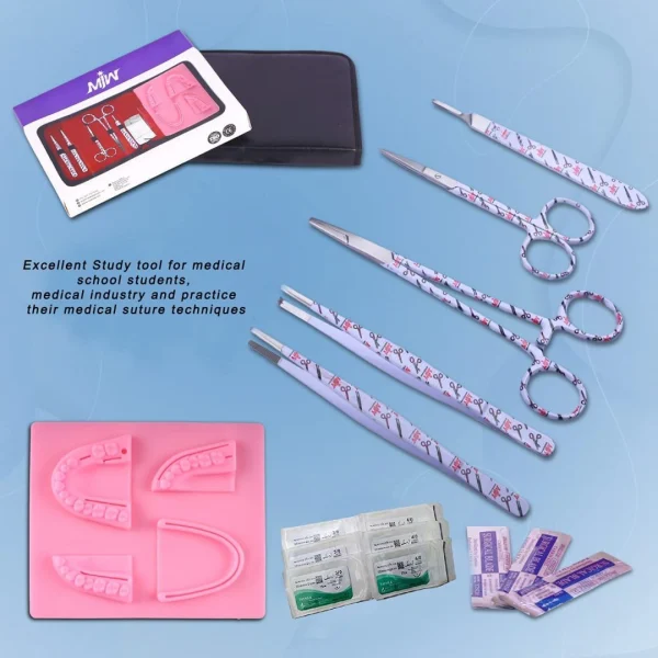 MJW Surgical Dental Suture Practice Kit with Silicone Pad & Surgical Pliers