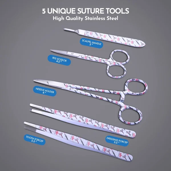 MJW Surgical Dental Suture Practice Kit with Silicone Pad & Surgical Tools