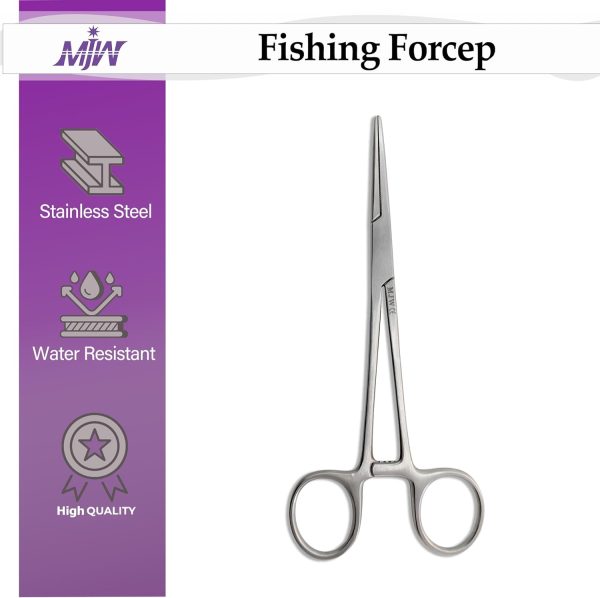 MJW Surgical Instruments Stainless Steel Surgical Pliers Hemostat Fishing Locking Forceps Straight or Curved Tip - Image 2