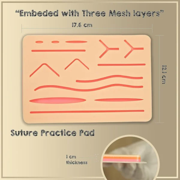 MJW Surgical Instruments Suture Practice Customized Surgical 14 Pre-Cut Wounds Silicone Pad - Image 6
