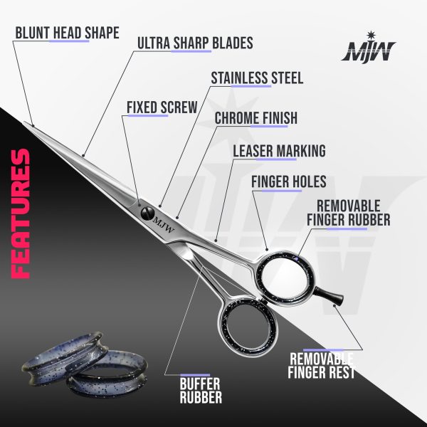 MJW Professional Beauty Equipments Stainless Steel Hair Dressing Barber Scissors Silver - Image 3