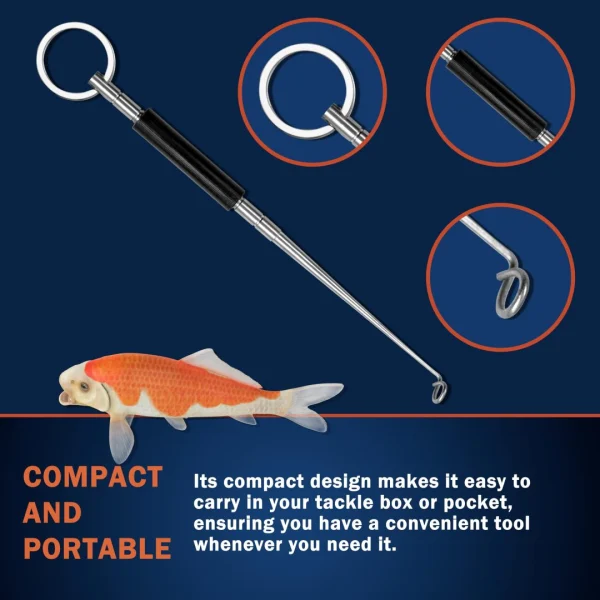 MJW Stainless Steel Fishing Unhooking Disgorger, Fish Hook Remover with Black Teflon Grip - Image 4