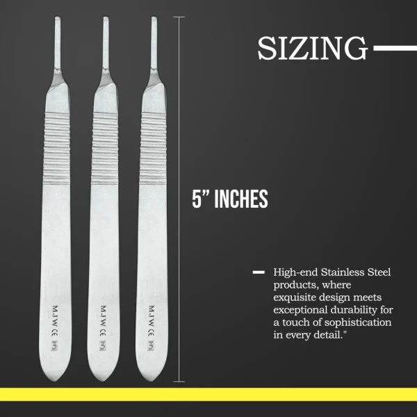 MJW Surgical 3 Pieces Stainless Steel Scalpel Handle No 3