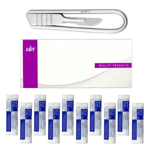 MJW-Folding-Scalpel-Handle-No-3-and-Surgical-Scalpel-Blades-No-10