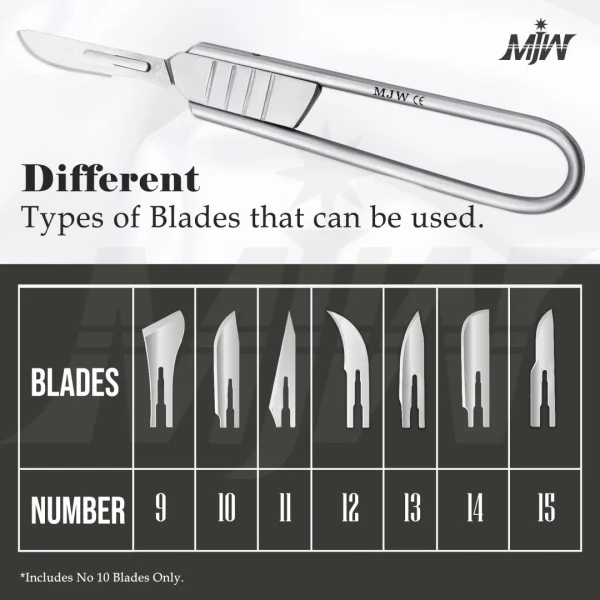 MJW Surgical Folding Scalpel Handle No 3 and Surgical Scalpel Blades No 10