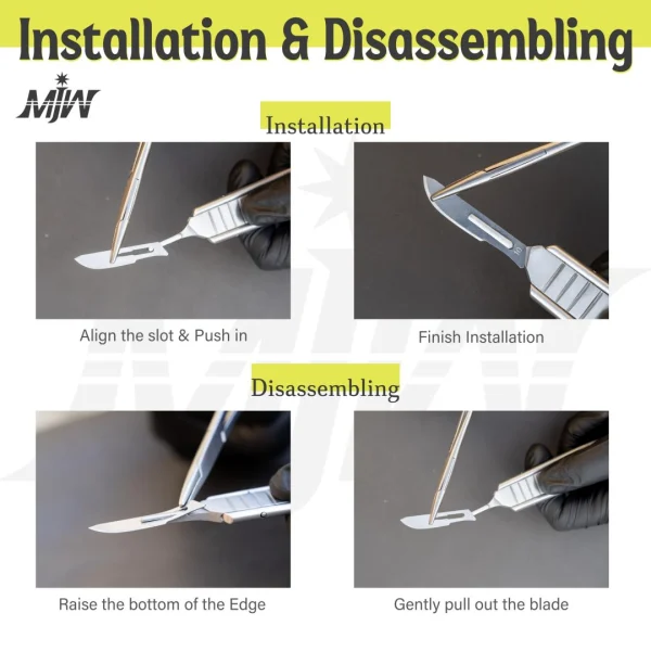 MJW Surgical Crafting Scalpel Handle No 3 and Surgical Scalpel Blades No 10 Installation